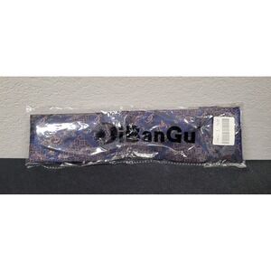 DiBanGu Dark Blue Gold Plaid Floral Tie Pocket Square Cufflinks Set Style #7296